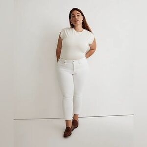 Madewell Plus 9" Mid Rise Skinny Crop Jeans in Pure White 28W NWT